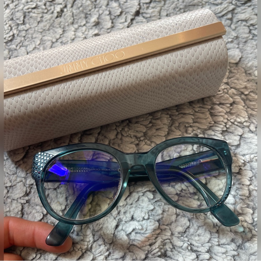Jimmy Choo Blue Cat-Eye Glasses
